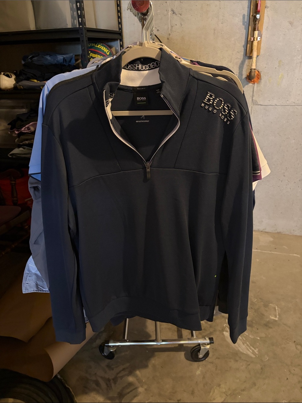 BOSS Navy Half-Zip Performance Pullover